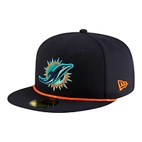 Miami Dolphins Black 2025 Rivalries Collection Sideline Rope New Era 59FIFTY Fitted Hat