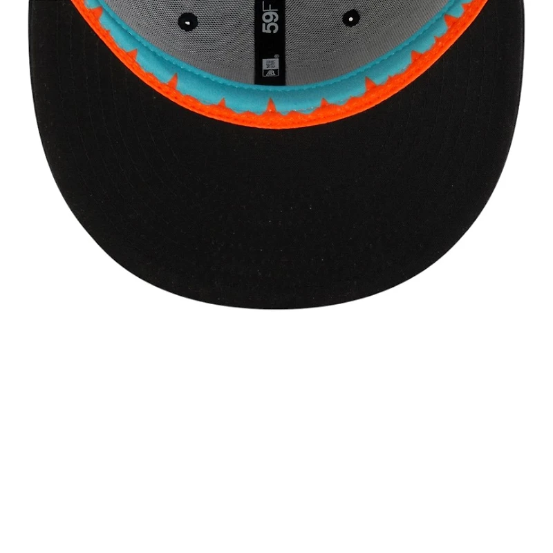 Miami Dolphins Black 2025 Rivalries Collection Sideline Rope New Era 59FIFTY Fitted Hat
