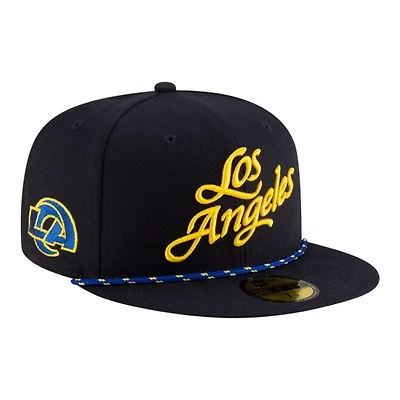 Los Angeles Rams Black 2025 Rivalries Collection Sideline Rope New Era 59FIFTY Fitted Hat