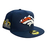 Denver Broncos Oceanside Blue Leon the Lab 50th SB Grey UV New Era 59FIFTY Fitted Hat