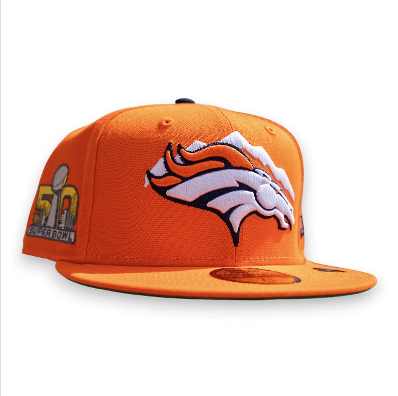 Denver Broncos Rush Orange Leon the Lab 50th SB Grey UV New Era 59FIFTY Fitted Hat