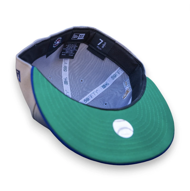 Los Angeles Dodgers Gray Dark Royal 2T Leon the Lab 2024 WS Champions Patch Green UV New Era 59FIFTY Fitted Hat
