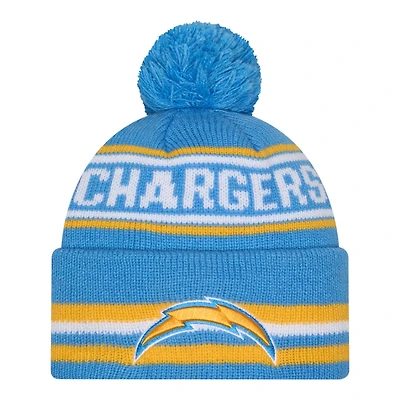 Los Angeles Chargers Powder Blue Striped Knit Classic New Era Knit Beanie Hat