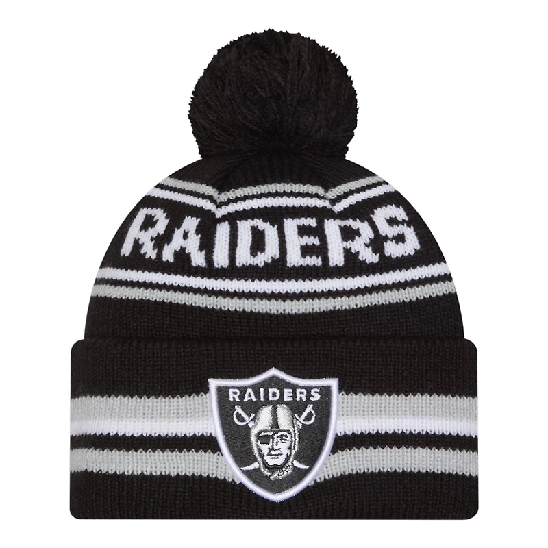Las Vegas Raiders Black Striped Knit Classic New Era Knit Beanie Hat