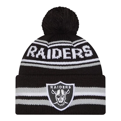 Las Vegas Raiders Black Striped Knit Classic New Era Knit Beanie Hat