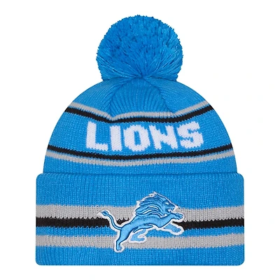 Detroit Lions Blue Striped Knit Classic New Era Knit Beanie Hat
