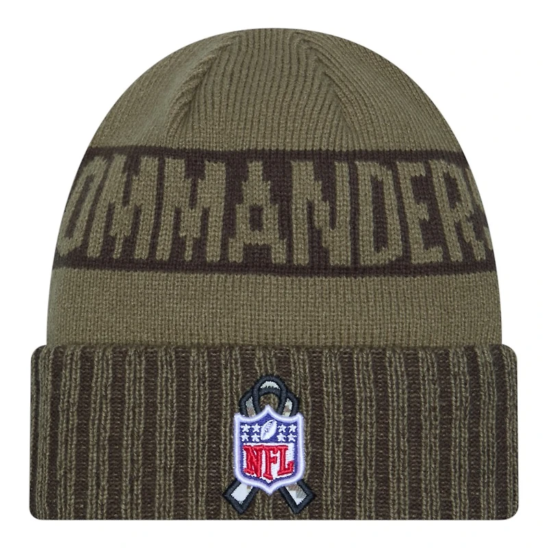 Washington Commanders Dark Green 2025 NFL Salute to Service Collection New Era Cuffed Knit Beanie Hat
