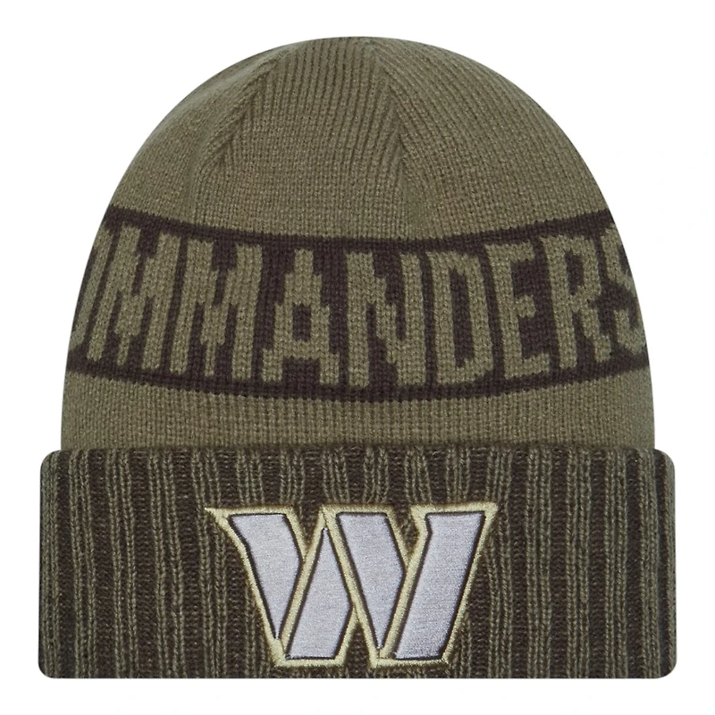 Washington Commanders Dark Green 2025 NFL Salute to Service Collection New Era Cuffed Knit Beanie Hat