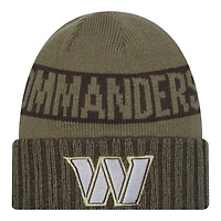 Washington Commanders Dark Green 2025 NFL Salute to Service Collection New Era Cuffed Knit Beanie Hat