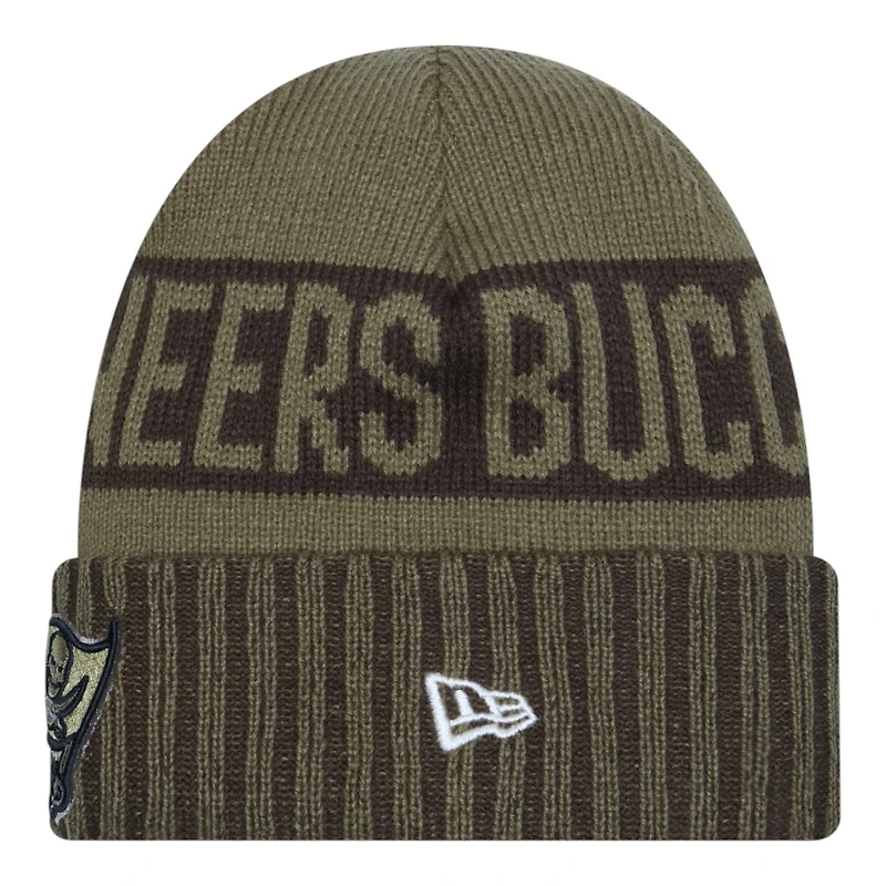 Tampa Bay Buccaneers Dark Green 2025 NFL Salute to Service Collection New Era Cuffed Knit Beanie Hat