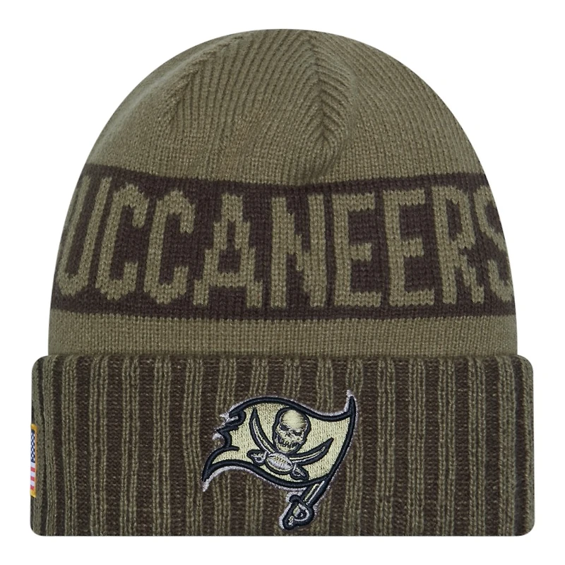 Tampa Bay Buccaneers Dark Green 2025 NFL Salute to Service Collection New Era Cuffed Knit Beanie Hat