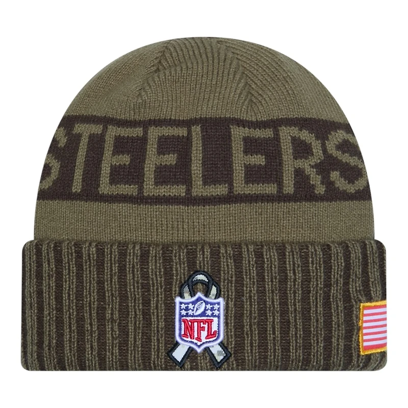 Pittsburgh Steelers Dark Green 2025 NFL Salute to Service Collection New Era Cuffed Knit Beanie Hat