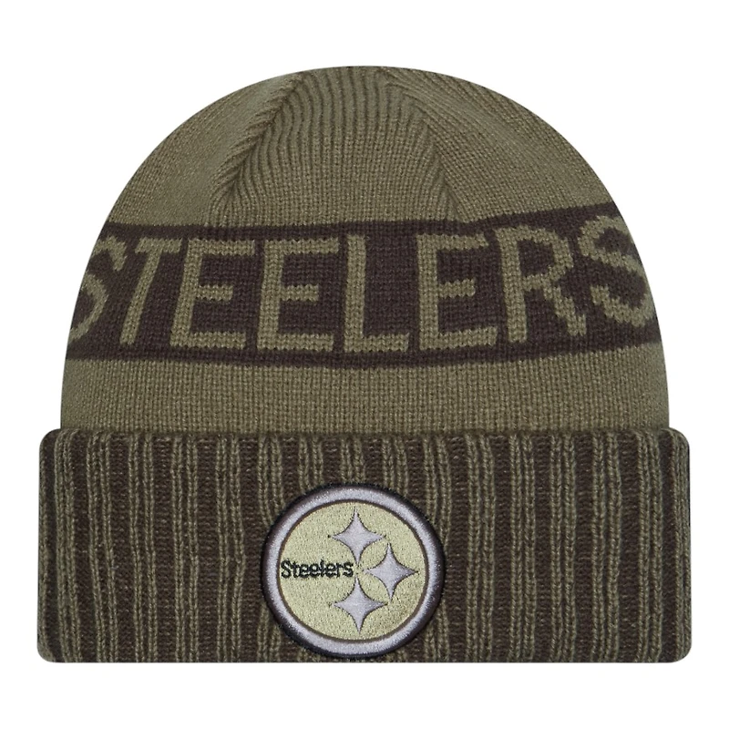Pittsburgh Steelers Dark Green 2025 NFL Salute to Service Collection New Era Cuffed Knit Beanie Hat