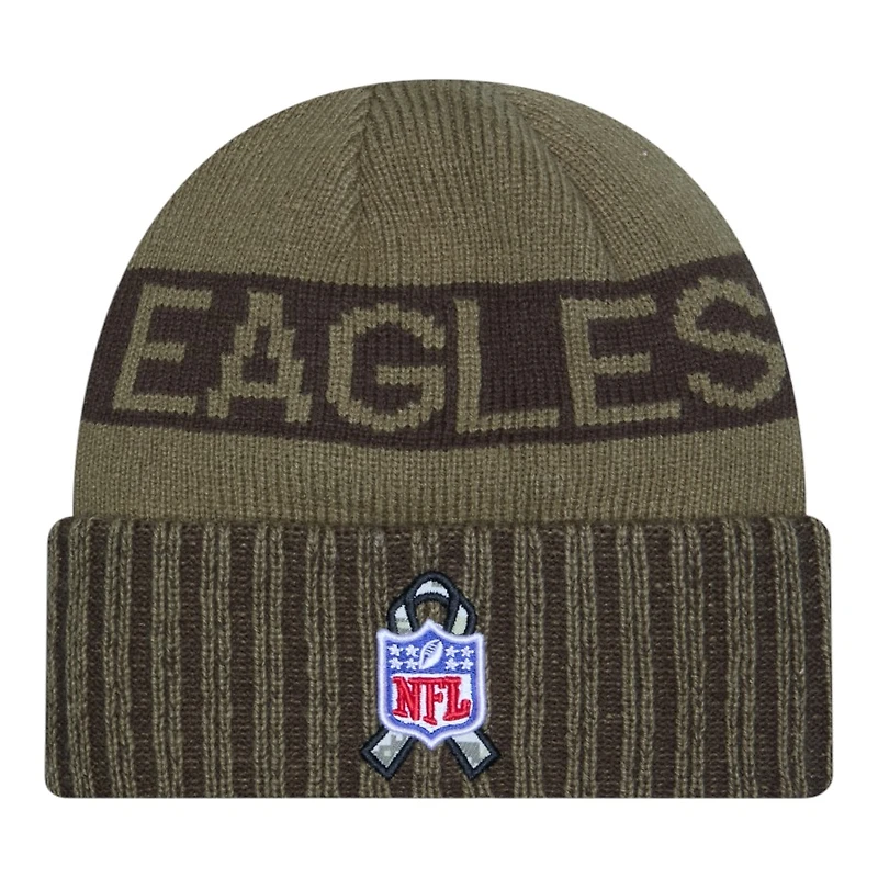 Philadelphia Eagles Dark Green 2025 NFL Salute to Service Collection New Era Cuffed Knit Beanie Hat