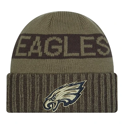 Philadelphia Eagles Dark Green 2025 NFL Salute to Service Collection New Era Cuffed Knit Beanie Hat