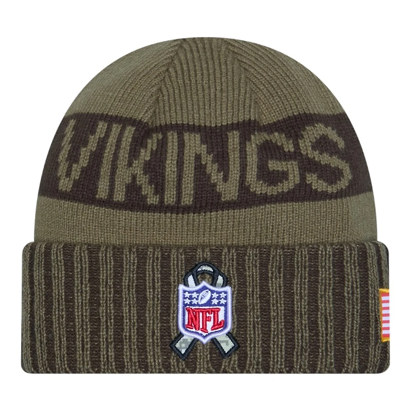 Minnesota Vikings Dark Green 2025 NFL Salute to Service Collection New Era Cuffed Knit Beanie Hat