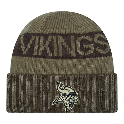 Minnesota Vikings Dark Green 2025 NFL Salute to Service Collection New Era Cuffed Knit Beanie Hat
