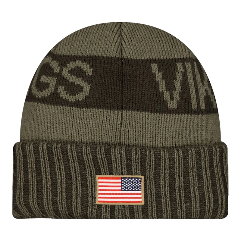 Minnesota Vikings Dark Green 2025 NFL Salute to Service Collection New Era Cuffed Knit Beanie Hat