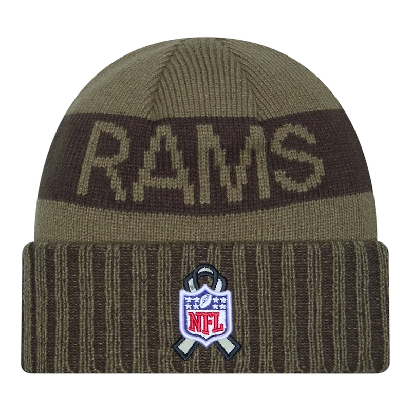 Los Angeles Rams Dark Green 2025 NFL Salute to Service Collection New Era Cuffed Knit Beanie Hat