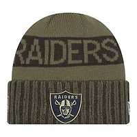 Las Vegas Raiders Dark Green 2025 NFL Salute to Service Collection New Era Cuffed Knit Beanie Hat