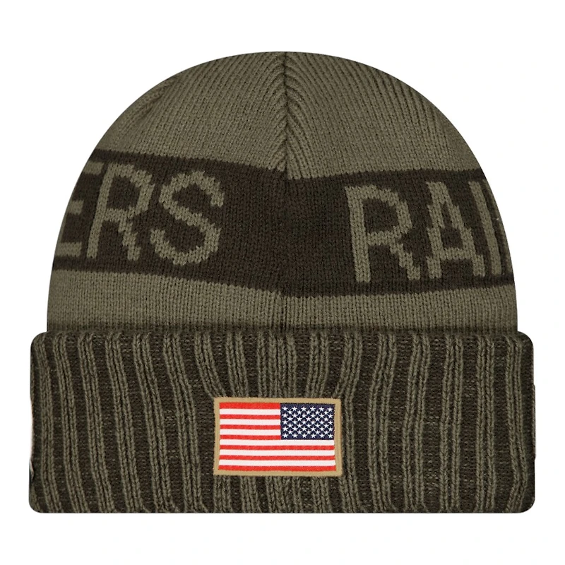 Las Vegas Raiders Dark Green 2025 NFL Salute to Service Collection New Era Cuffed Knit Beanie Hat