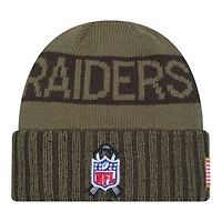 Las Vegas Raiders Dark Green 2025 NFL Salute to Service Collection New Era Cuffed Knit Beanie Hat
