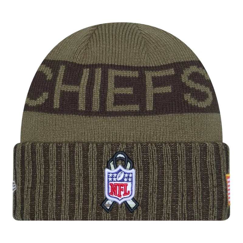 Kansas City Chiefs Dark Green 2025 NFL Salute to Service Collection New Era Cuffed Knit Beanie Hat