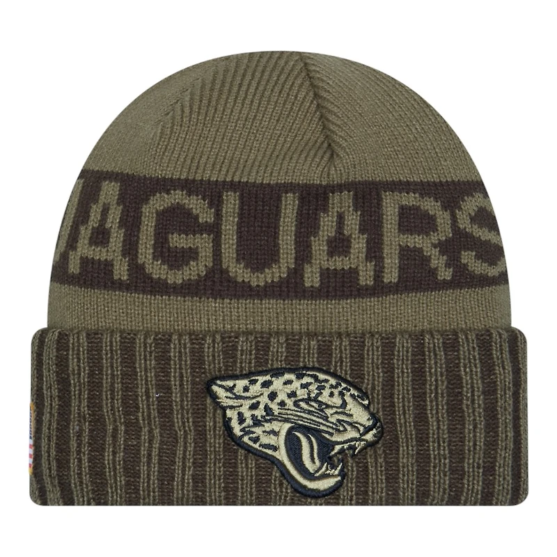 Jacksonville Jaguars Dark Green 2025 NFL Salute to Service Collection New Era Cuffed Knit Beanie Hat
