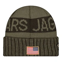 Jacksonville Jaguars Dark Green 2025 NFL Salute to Service Collection New Era Cuffed Knit Beanie Hat