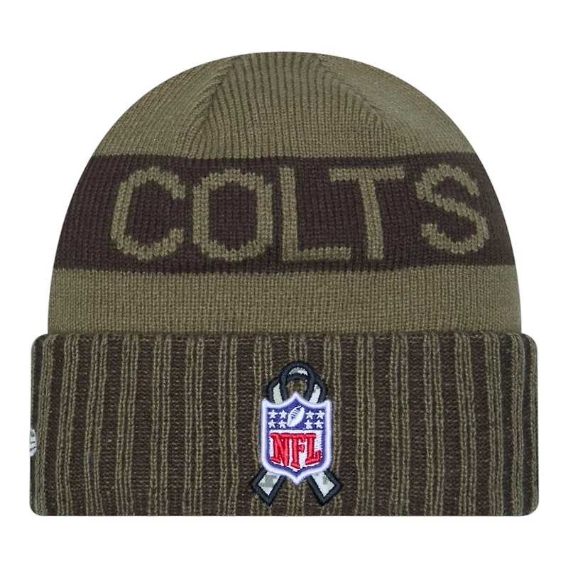 Indianapolis Colts Dark Green 2025 NFL Salute to Service Collection New Era Cuffed Knit Beanie Hat