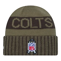 Indianapolis Colts Dark Green 2025 NFL Salute to Service Collection New Era Cuffed Knit Beanie Hat