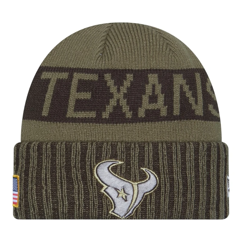 Houston Texans Dark Green 2025 NFL Salute to Service Collection New Era Cuffed Knit Beanie Hat