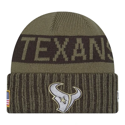 Houston Texans Dark Green 2025 NFL Salute to Service Collection New Era Cuffed Knit Beanie Hat