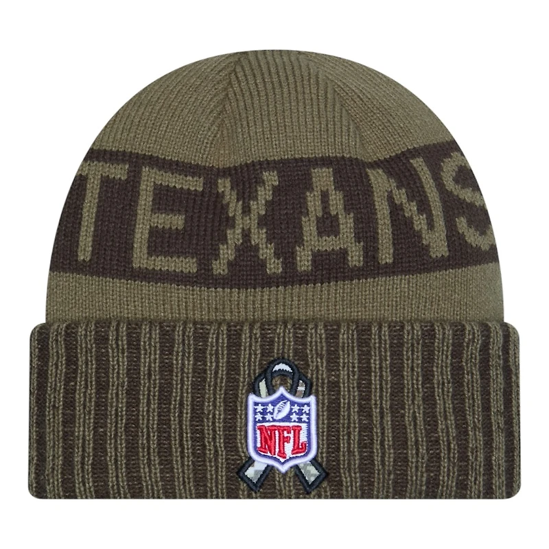 Houston Texans Dark Green 2025 NFL Salute to Service Collection New Era Cuffed Knit Beanie Hat