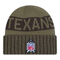 Houston Texans Dark Green 2025 NFL Salute to Service Collection New Era Cuffed Knit Beanie Hat