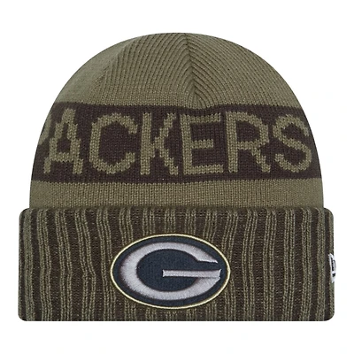 Green Bay Packers Dark Green 2025 NFL Salute to Service Collection New Era Cuffed Knit Beanie Hat