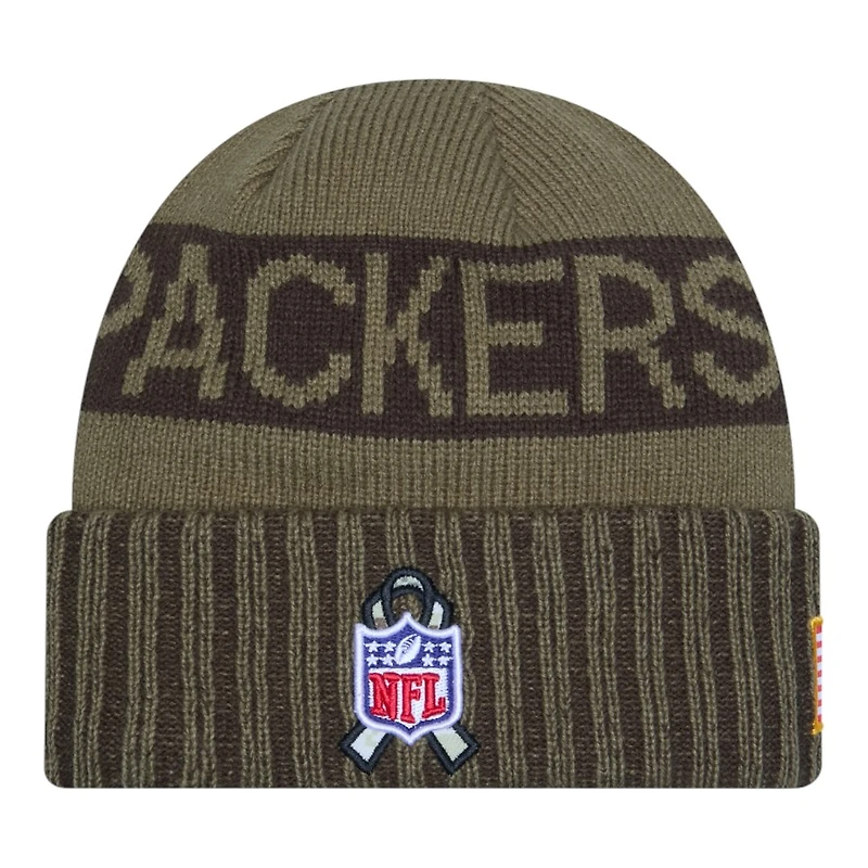Green Bay Packers Dark Green 2025 NFL Salute to Service Collection New Era Cuffed Knit Beanie Hat