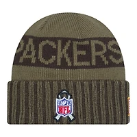 Green Bay Packers Dark Green 2025 NFL Salute to Service Collection New Era Cuffed Knit Beanie Hat