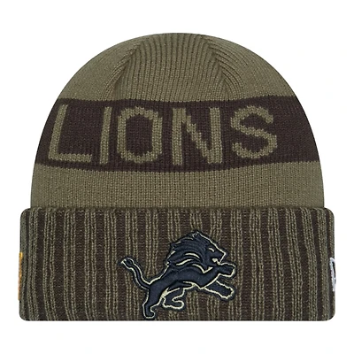 Detroit Lions Dark Green 2025 NFL Salute to Service Collection New Era Cuffed Knit Beanie Hat