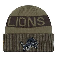 Detroit Lions Dark Green 2025 NFL Salute to Service Collection New Era Cuffed Knit Beanie Hat