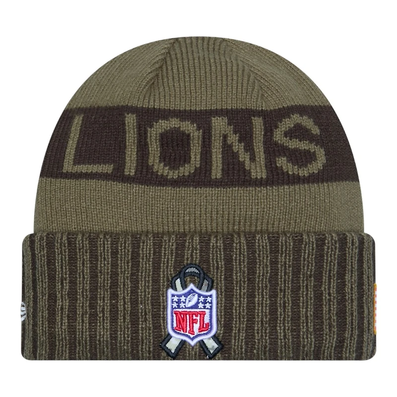 Detroit Lions Dark Green 2025 NFL Salute to Service Collection New Era Cuffed Knit Beanie Hat