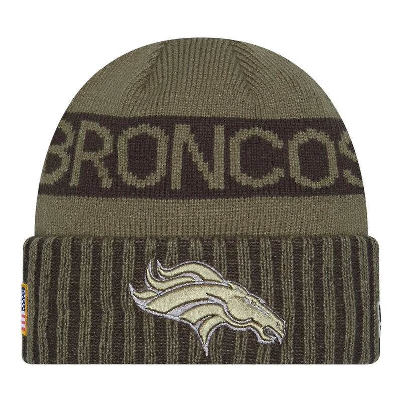 Denver Broncos Dark Green 2025 NFL Salute to Service Collection New Era Cuffed Knit Beanie Hat