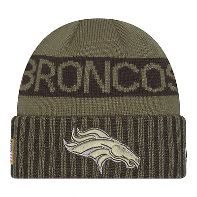 Denver Broncos Dark Green 2025 NFL Salute to Service Collection New Era Cuffed Knit Beanie Hat