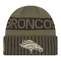 Denver Broncos Dark Green 2025 NFL Salute to Service Collection New Era Cuffed Knit Beanie Hat