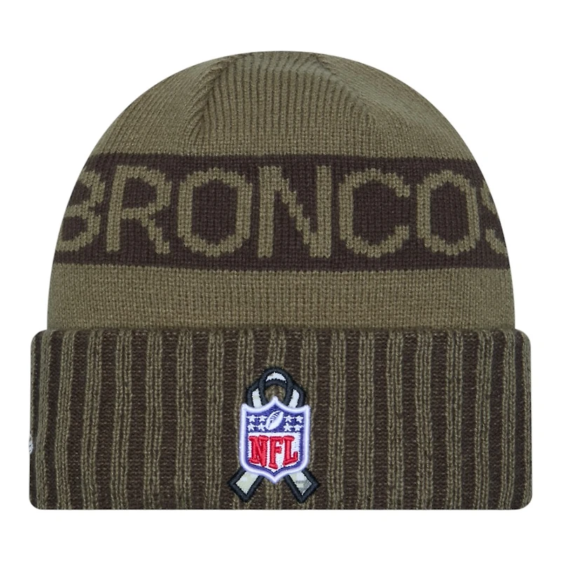 Denver Broncos Dark Green 2025 NFL Salute to Service Collection New Era Cuffed Knit Beanie Hat