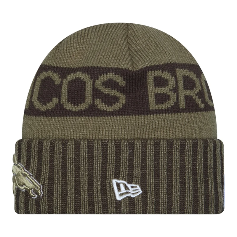 Denver Broncos Dark Green 2025 NFL Salute to Service Collection New Era Cuffed Knit Beanie Hat