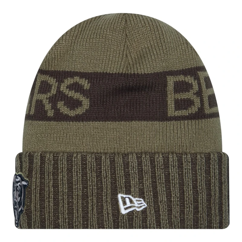Chicago Bears Dark Green 2025 NFL Salute to Service Collection New Era Cuffed Knit Beanie Hat