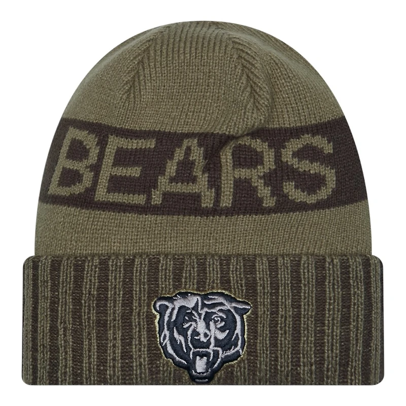 Chicago Bears Dark Green 2025 NFL Salute to Service Collection New Era Cuffed Knit Beanie Hat
