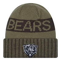 Chicago Bears Dark Green 2025 NFL Salute to Service Collection New Era Cuffed Knit Beanie Hat