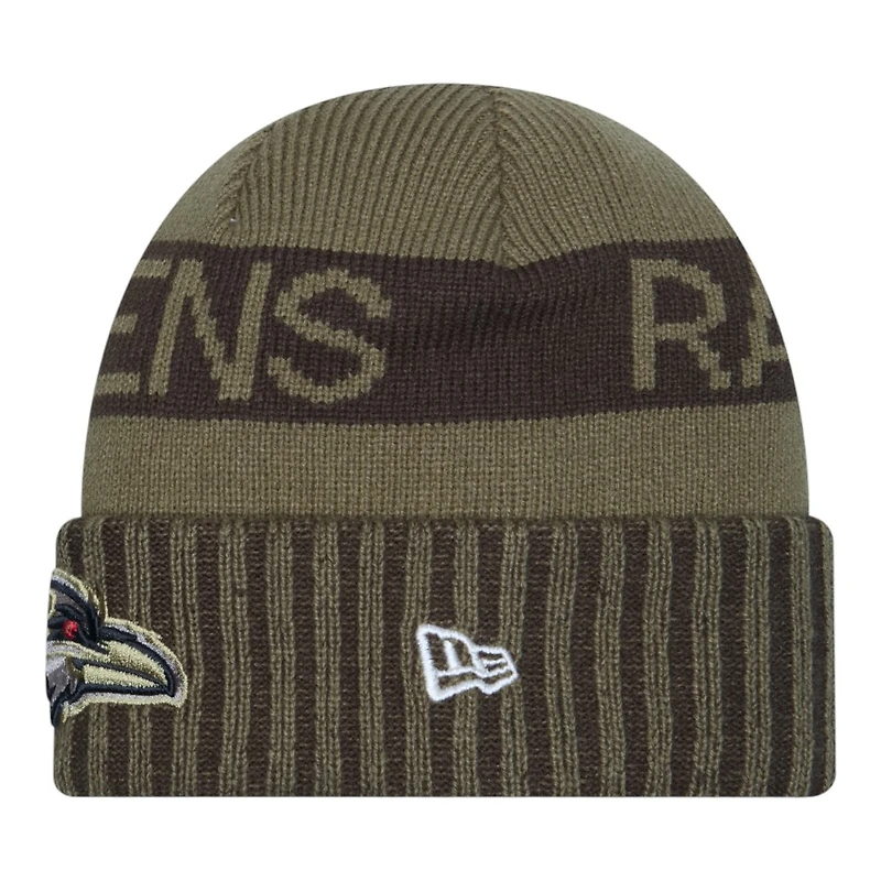 Baltimore Ravens Dark Green 2025 NFL Salute to Service Collection New Era Cuffed Knit Beanie Hat
